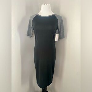LuLaRoe Julia Dress Black and Heather Gray Midi Form Fitting